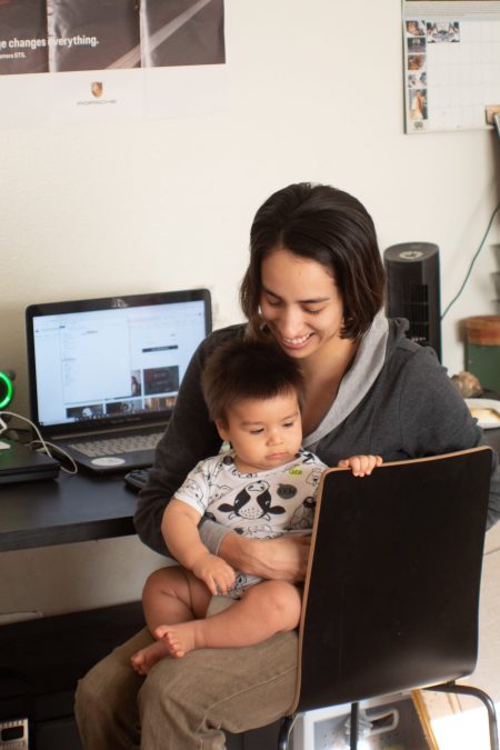 Work From Home - at desk with baby.